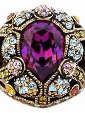 Heidi Daus Purple Crystal Gold-Tone Statement Ring